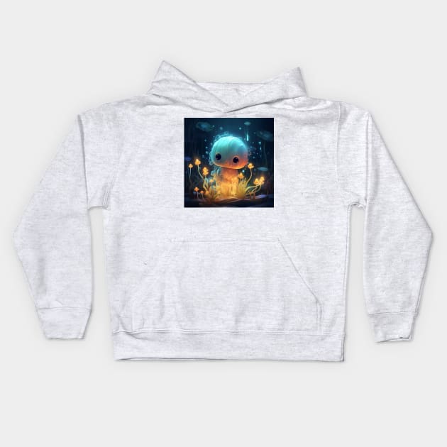 Lumalee - Cute little bioluminescent character for kids Kids Hoodie by LoFi_Vibes